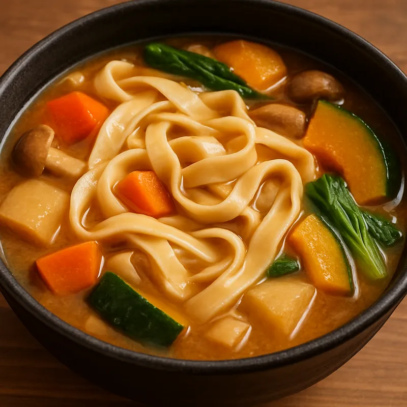 Houtou (Flache Nudeln in Misosuppe)