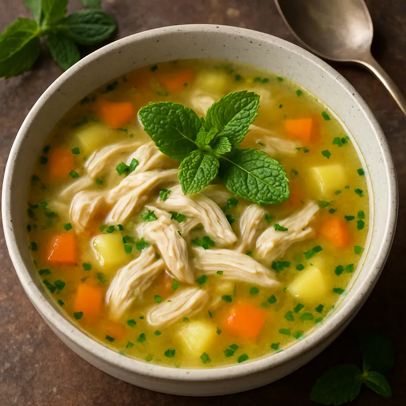 Hühnersuppe mit Minze