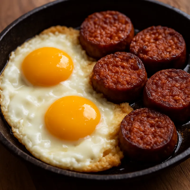 Huevos Con Farinato (Eier mit Salamanca-Wurst)