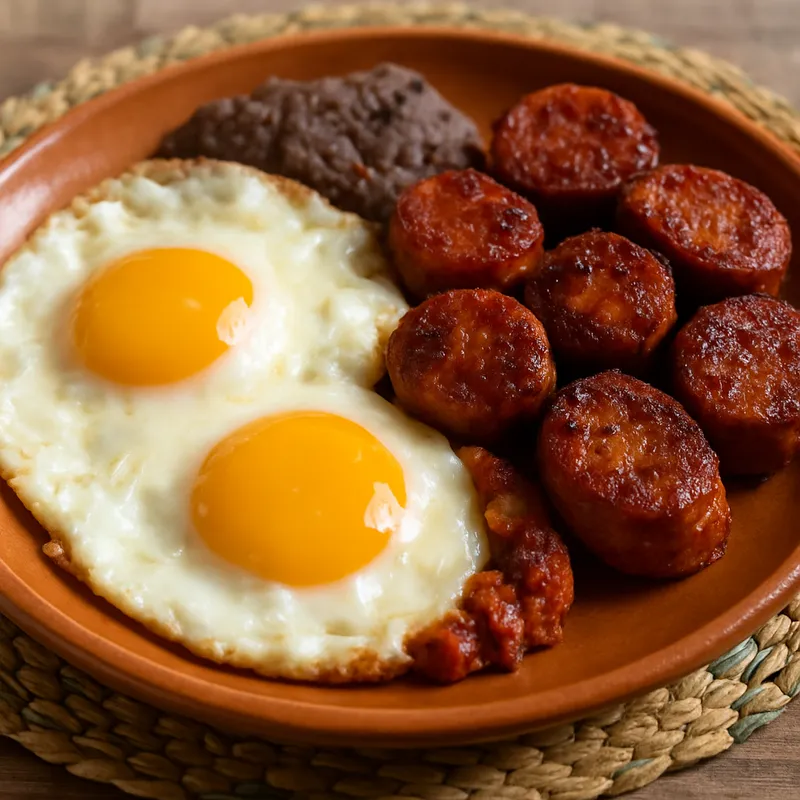 Huevos Con Longaniza (Eier mit Longaniza-Wurst)