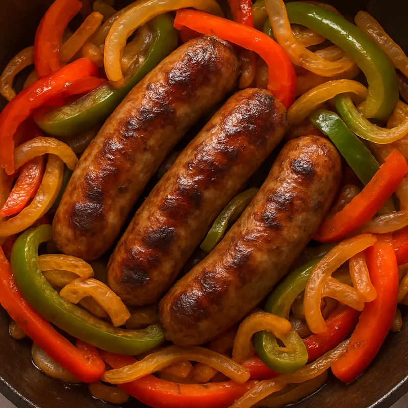 Italienische Bratwurst mit Paprika und Zwiebeln