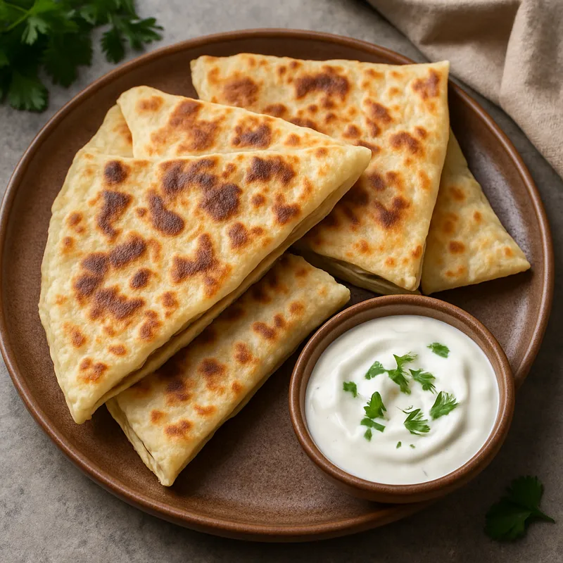 Joghurt-Fladenbrot mit Joghurtsauce (Yogurtlu Gözleme)