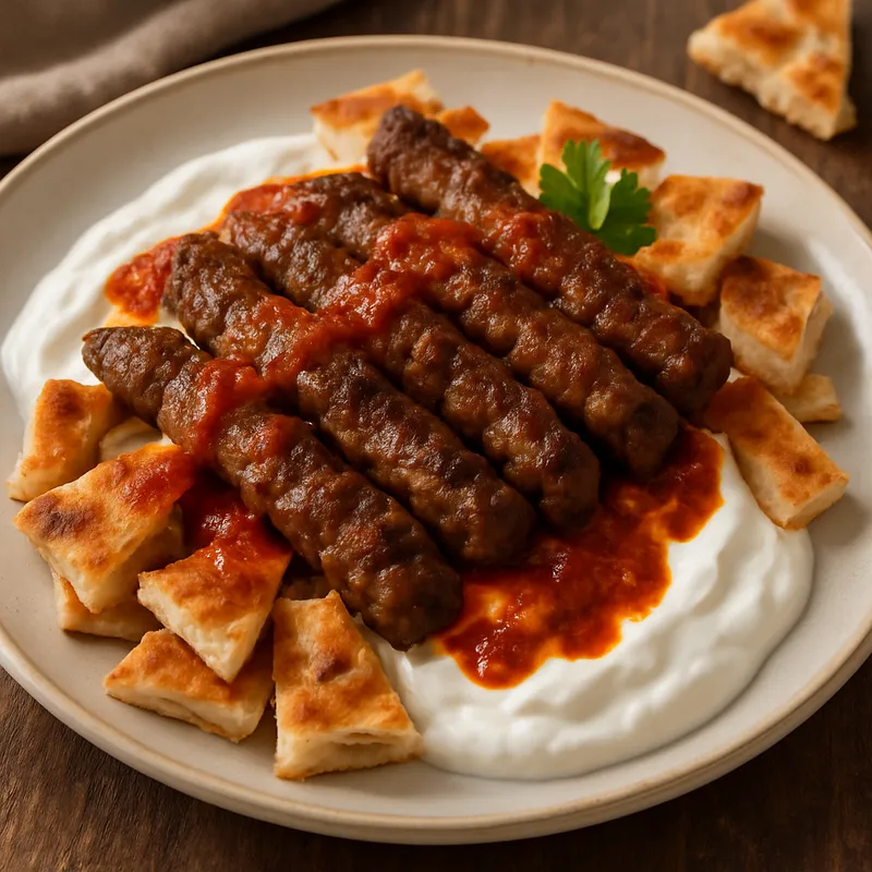 Joghurt-Kebab mit Joghurt und Brot