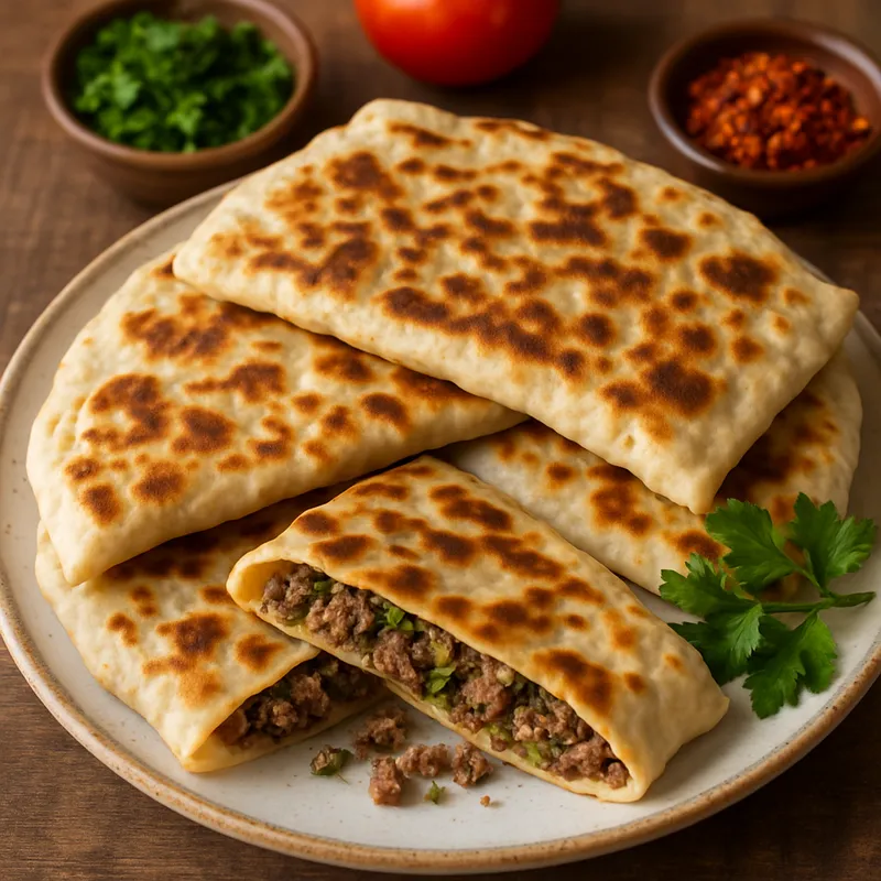 Kıymalı Gözleme (Gefülltes Fladenbrot mit Hackfleisch)