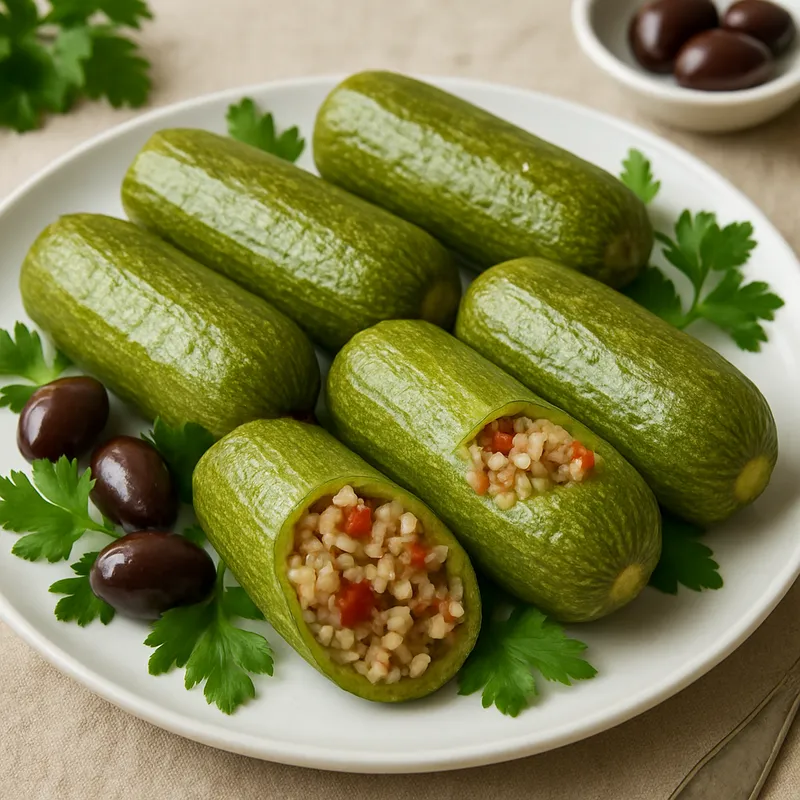 Kabak Dolmasi (Gefüllte Zucchini, kalt serviert)