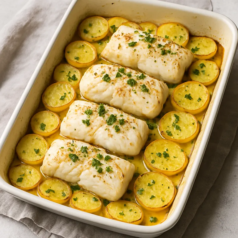 Kabeljau aus dem Ofen mit Kartoffeln