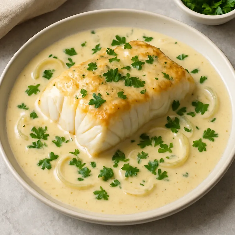 Kabeljau in Sahnesauce