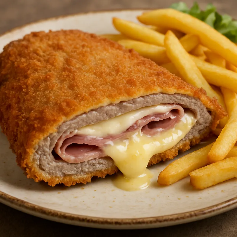 Kalbscachopo mit Schinken und Käse