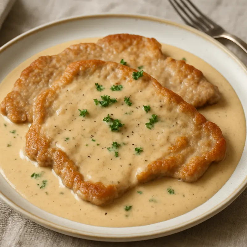 Kalbsschnitzel in Rahmsauce