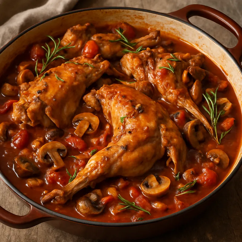 Kaninchen alla Cacciatora (Kaninchen nach Jägerart)