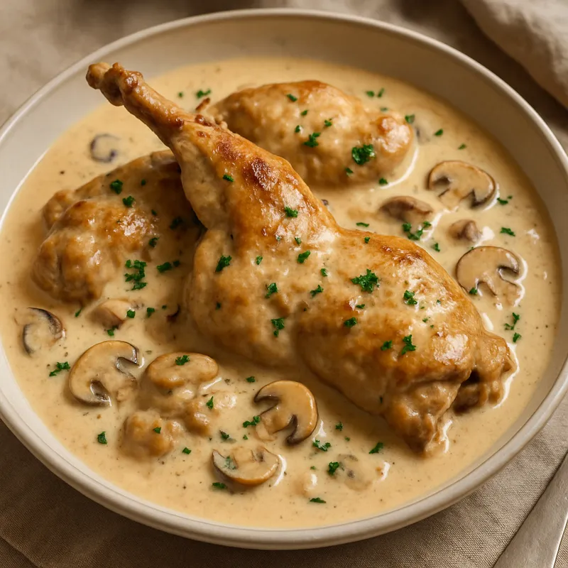 Kaninchen in Sahnesauce