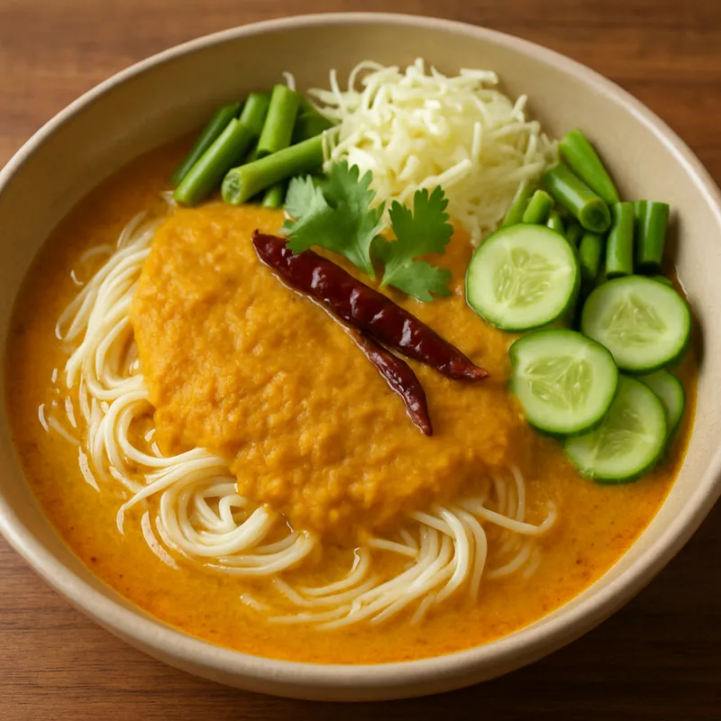 Kanom Jeen Nam Ya (Fischcurry-Nudelsuppe)