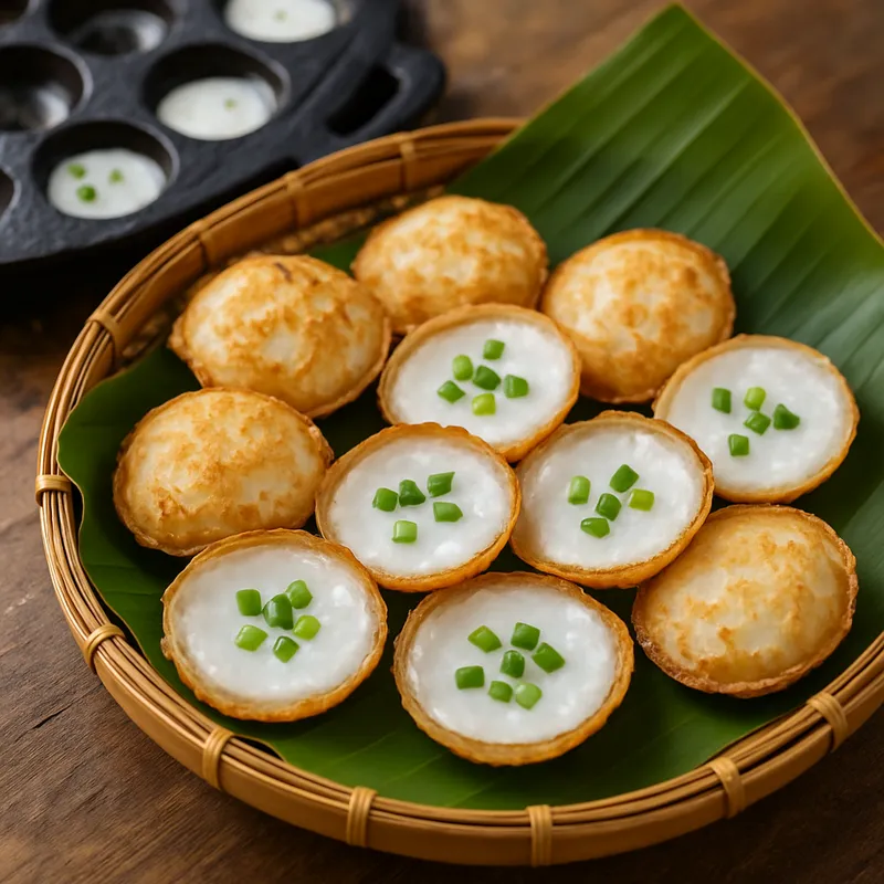 Kanom Krok (Klassische Kokos-Törtchen vom Straßenstand)