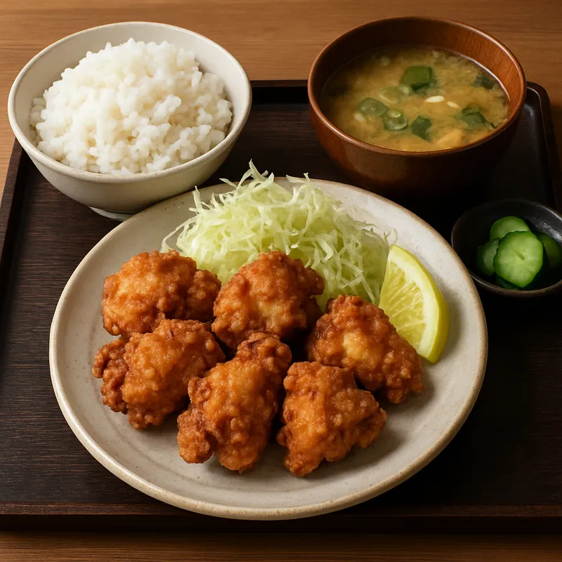 Kara Age Teishoku (Gebratenes Hühnchen als Menü)