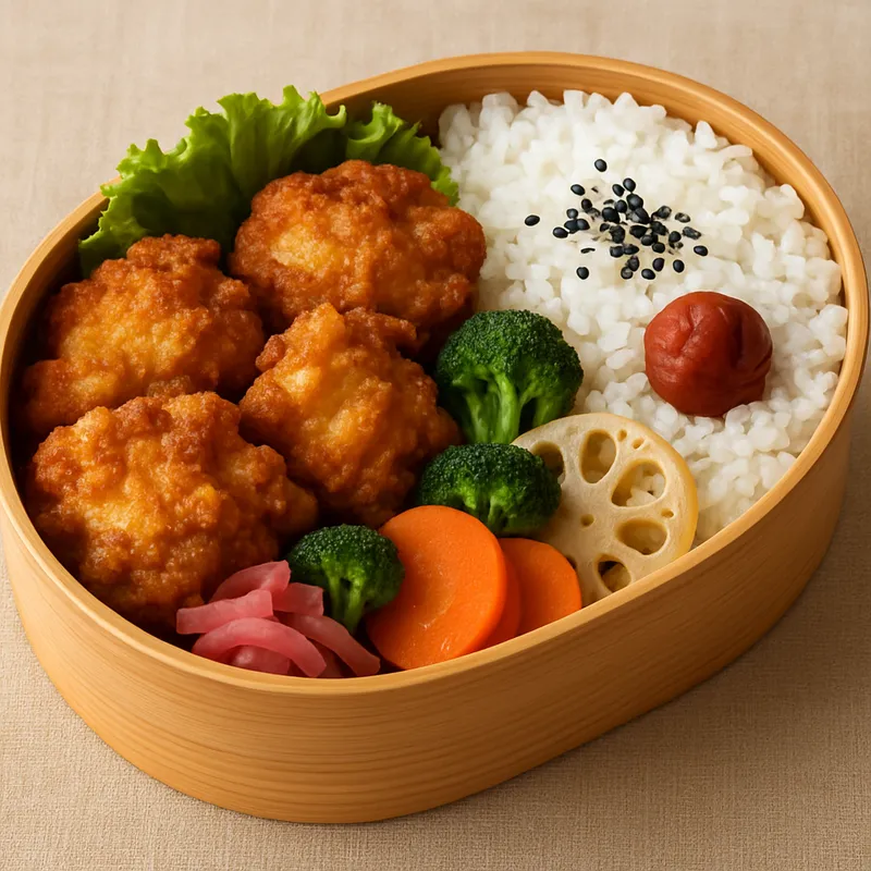 Karaage Bento (Japanische Bento-Box mit frittiertem Hähnchen)