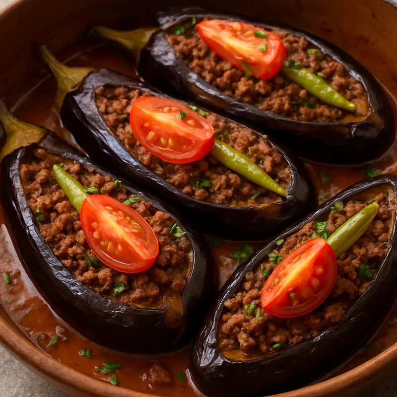 Karnıyarık (Gefüllte Auberginen mit Hackfleisch)