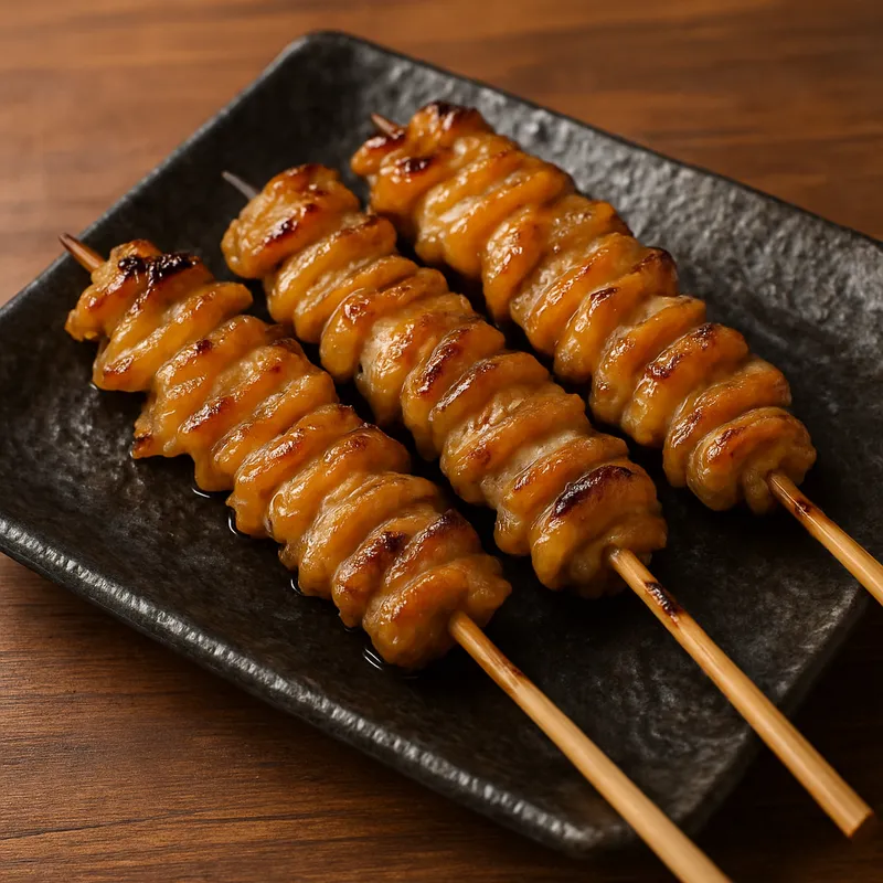 Kawa Yakitori (Hähnchenhauts-Spieße)