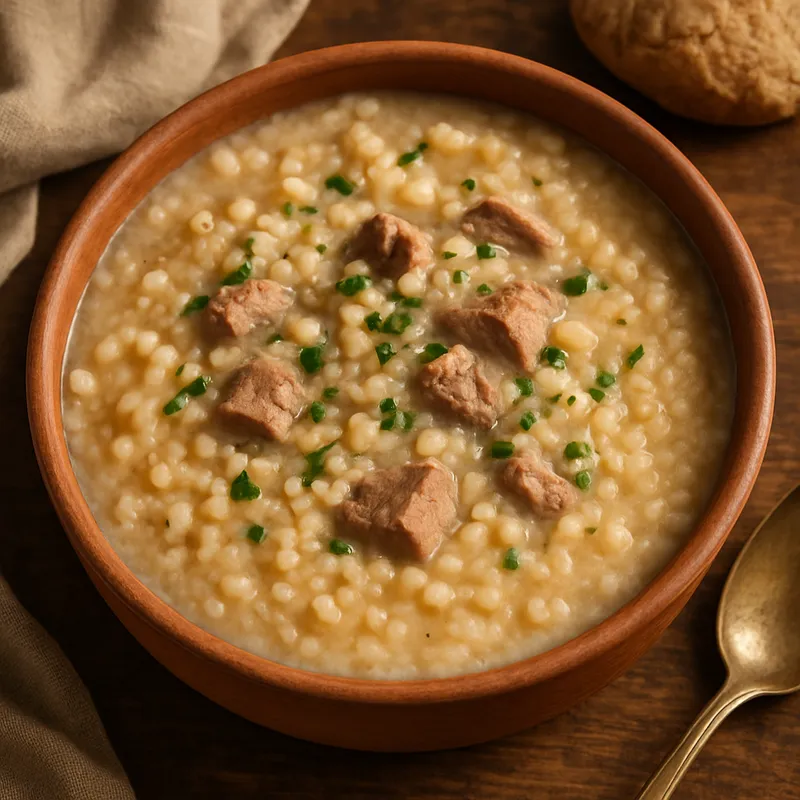 Keskkek-Suppe (Weizen-Fleisch-Brei-Suppe)