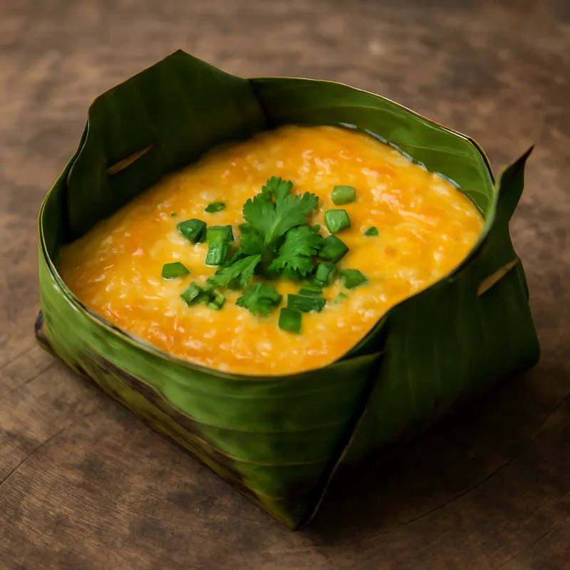 Khai Pam (Nordthailändisches gegrilltes Ei im Bananenblatt)