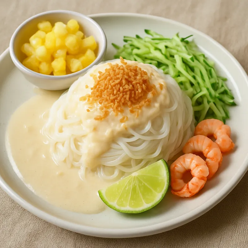 Khanom Jeen Sao Nam (Nudeln in Kokossüße)