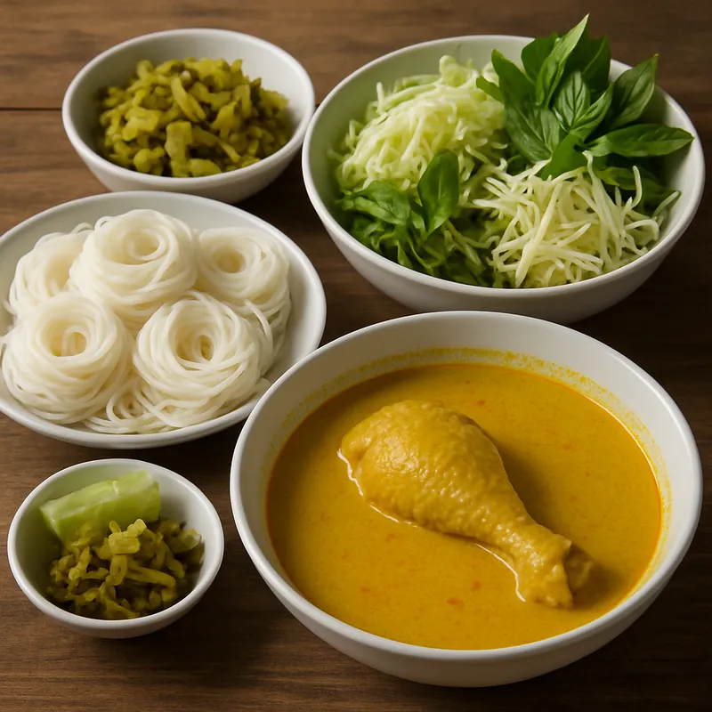 Khanom Jeen – Südthailändisches Reisnudel-Curry-Set