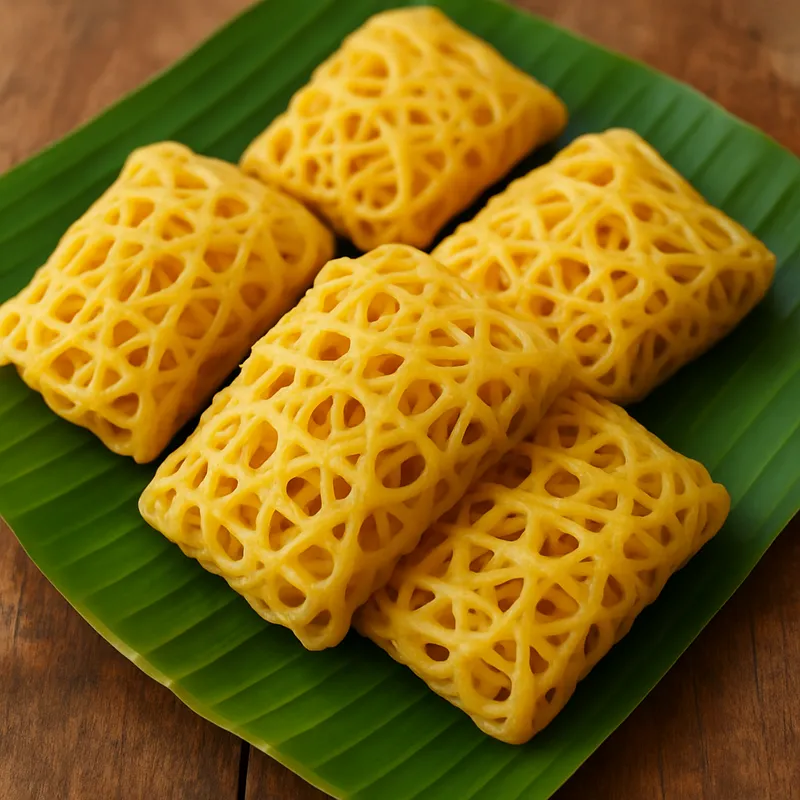 Khanom La Reismehl-Gitterkuchen (Südthailändisches Dessert)