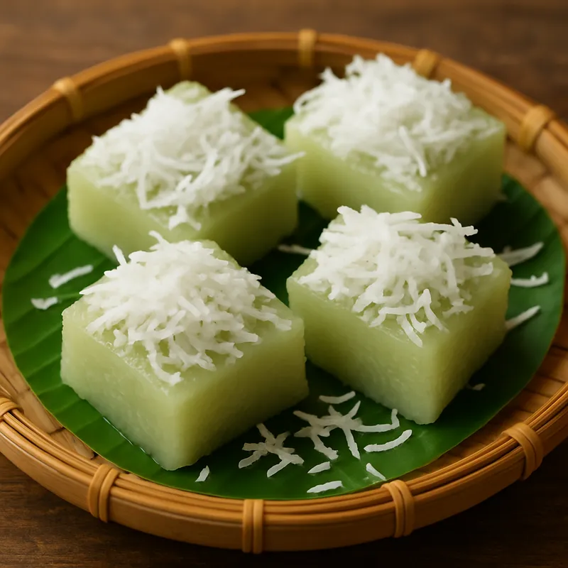 Khanom Niew (Nordthailändischer süßer Reismehlkuchen)