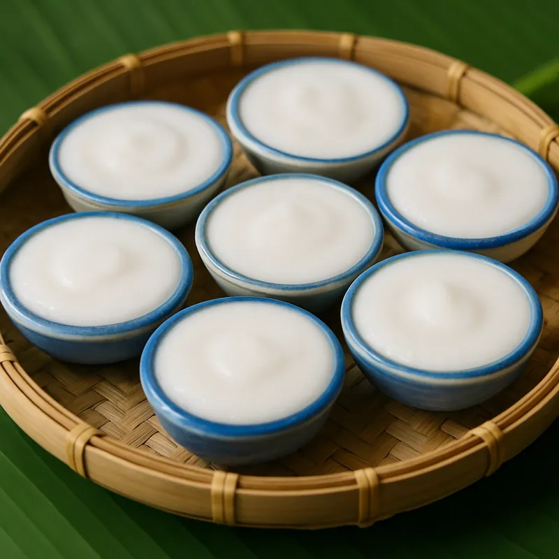 Khanom Thuay Talai (Zweifarbiger Kokos-Tässchen-Pudding)