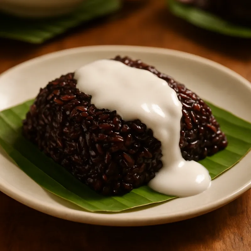 Khao Budum (Süßspeise aus schwarzem Reis aus Südthailand)