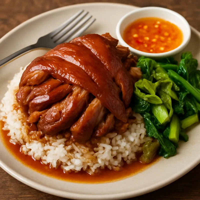Khao Kha Moo (Geschmorte Schweinshaxe auf Reis)