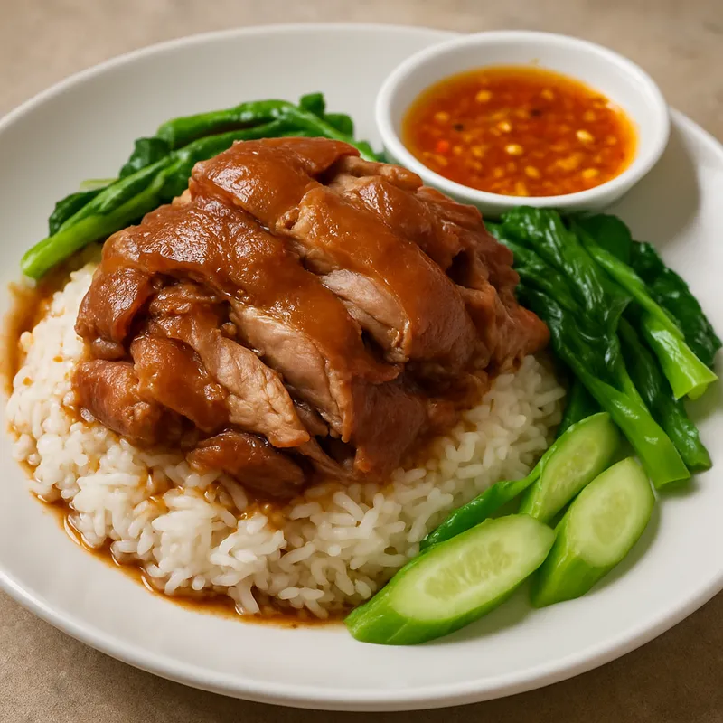 Khao Kha Moo (Geschmorte Schweinshaxe auf Reis)
