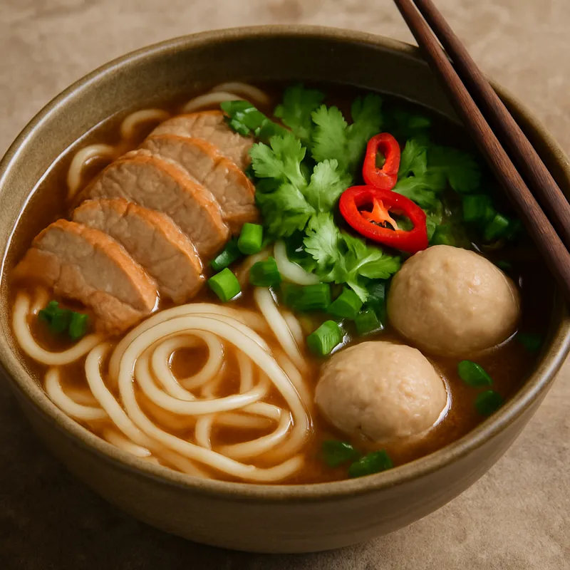 Khao Lao Nudelsuppe (laotisch-thailändische Nudelsuppe)