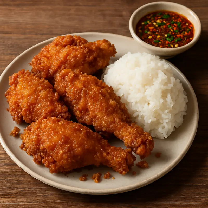 Khao Niew Gai Tod (Knuspriges Hähnchen mit Klebreis)