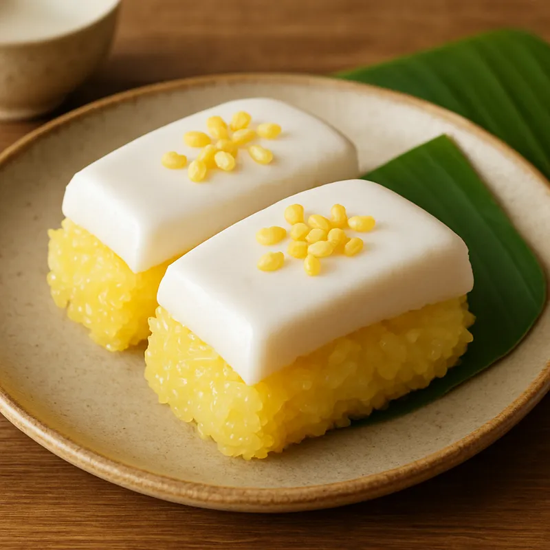 Khao Niew Moon – Klebreiskuchen mit Kokos-Pudding