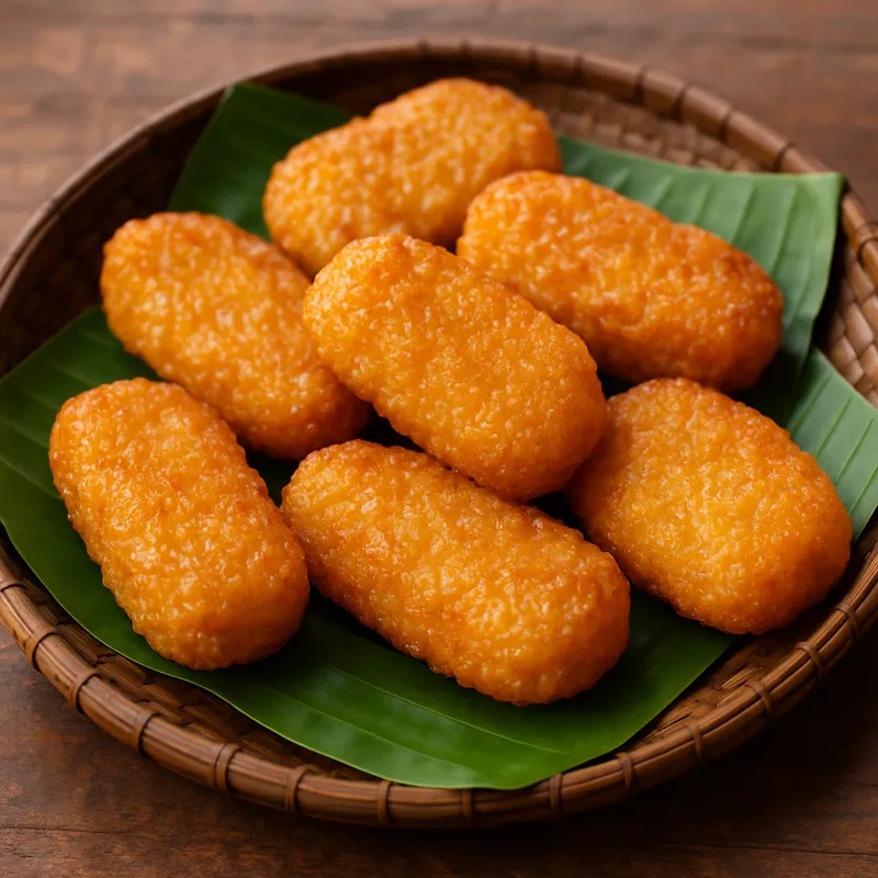Khao Niew Thod (Gebratene Klebreiskuchen)