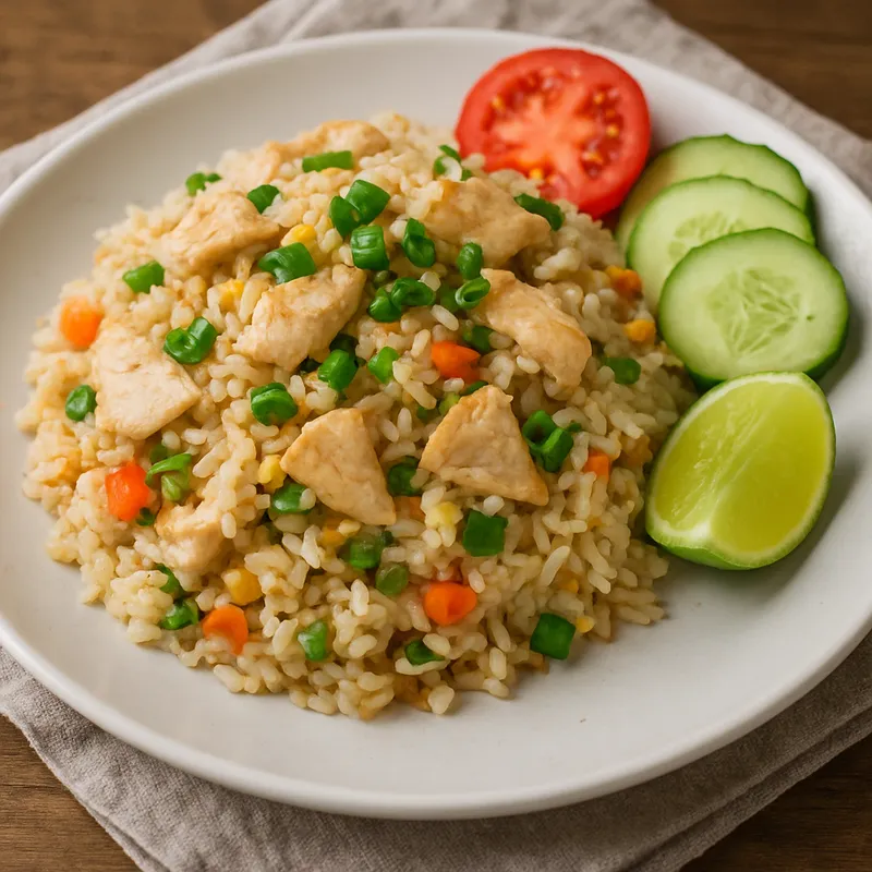 Khao Pad Gai (Klassischer gebratener Hühnchen-Reis)