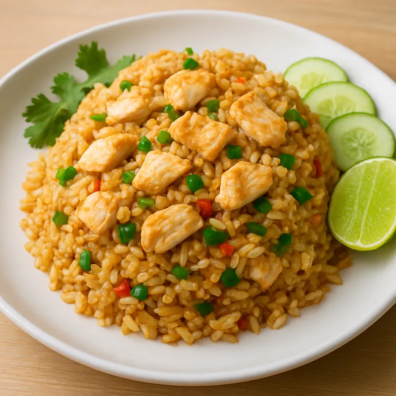 Khao Pad Gai (Thailändischer Hühner-Gebratener-Reis)