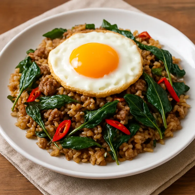 Khao Pad Kra Pao (Gebratener Reis mit Basilikum)