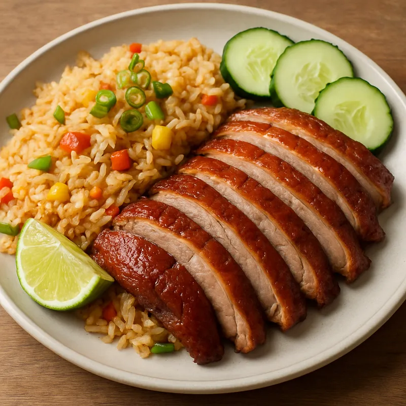 Khao Pad Pet Yang (Gebratener Reis mit Entenbraten)