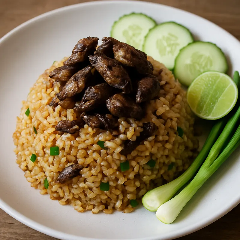 Khao Pad Poo Daam (Gebratener Reis mit schwarzem Krabbenfleisch)