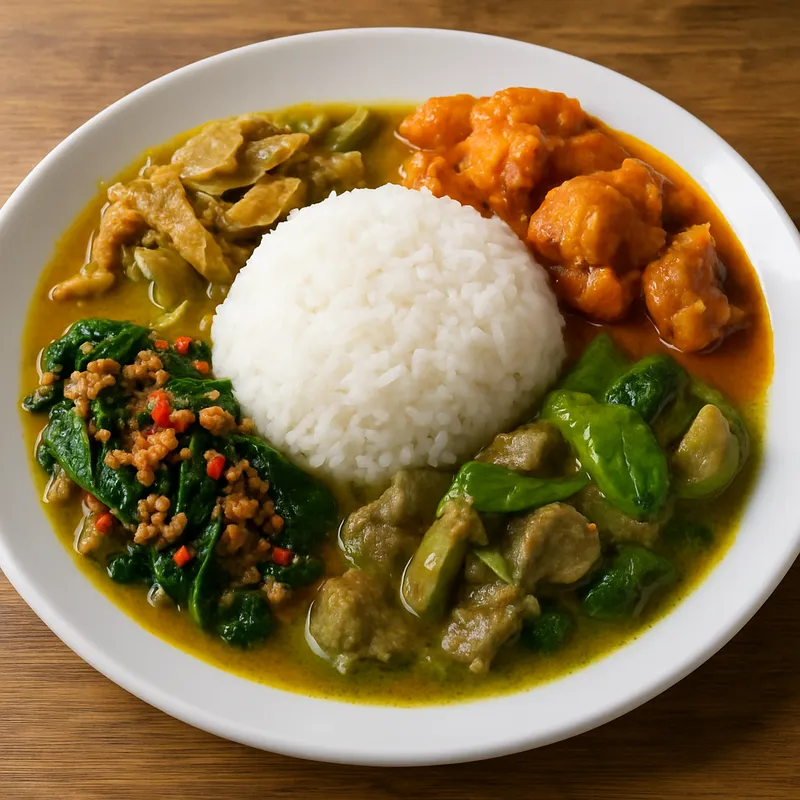 Khao Rad Gaeng (Reis mit verschiedenen Currys)