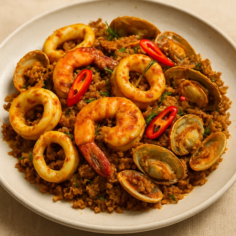 Khua Kling Talay (Südthailändisches trockenes Meeresfrüchte-Curry)