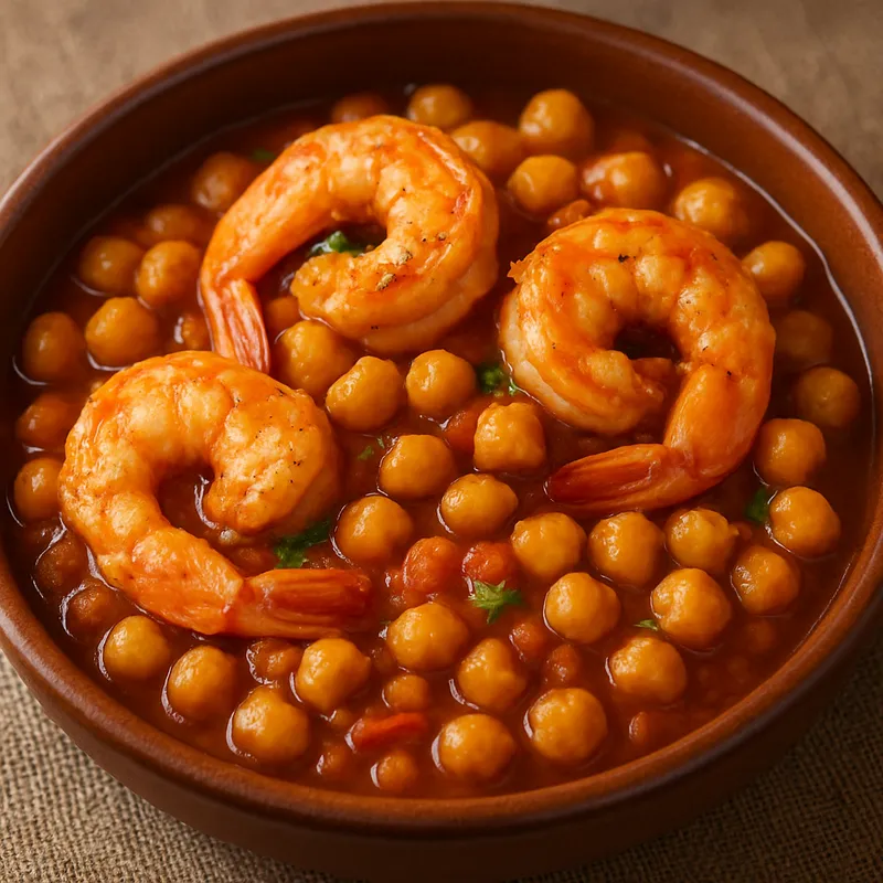 Kichererbsen mit Garnelen (Garbanzos Con Gambas)