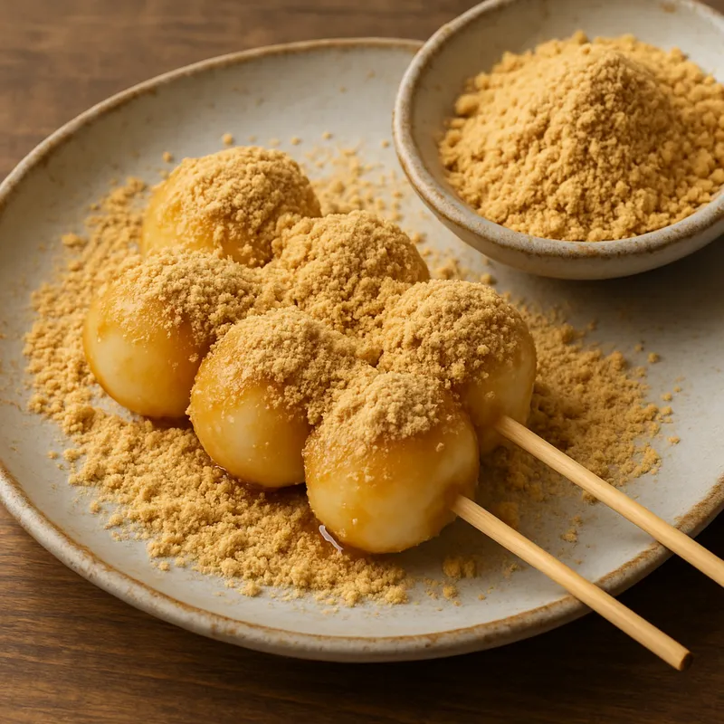 Kinako Dango (Dango mit Sojamehl)