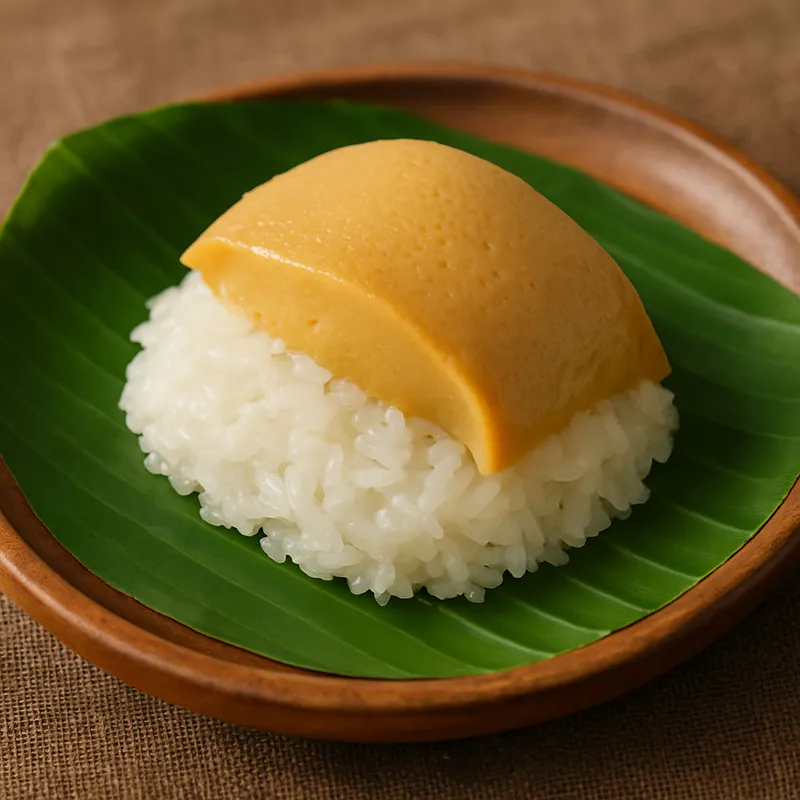 Klebreis mit Kokos-Pudding (Khao Niew Sang Kaya)