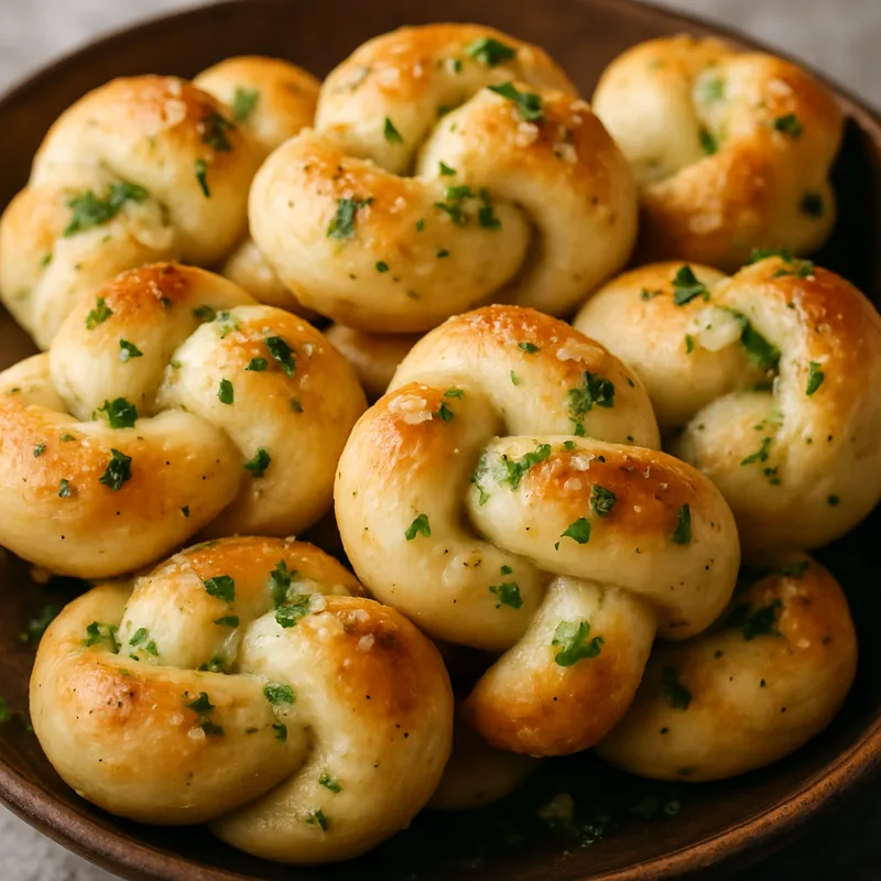 Knoblauchknoten aus Pizzateig