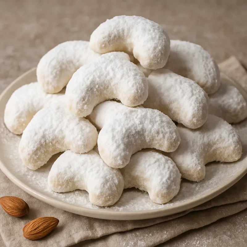 Kourambiedes (Griechische Mandel-Mürbeplätzchen)