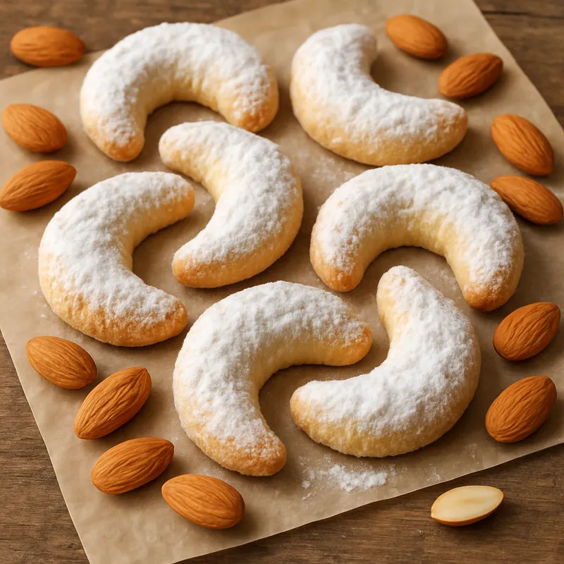Kourambiedes mit Mandeln (Mandelkipferl)