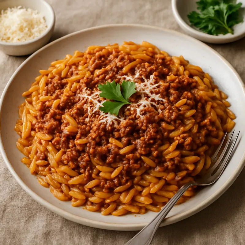 Kritharaki me Kima (Kritharaki mit Fleischsauce)