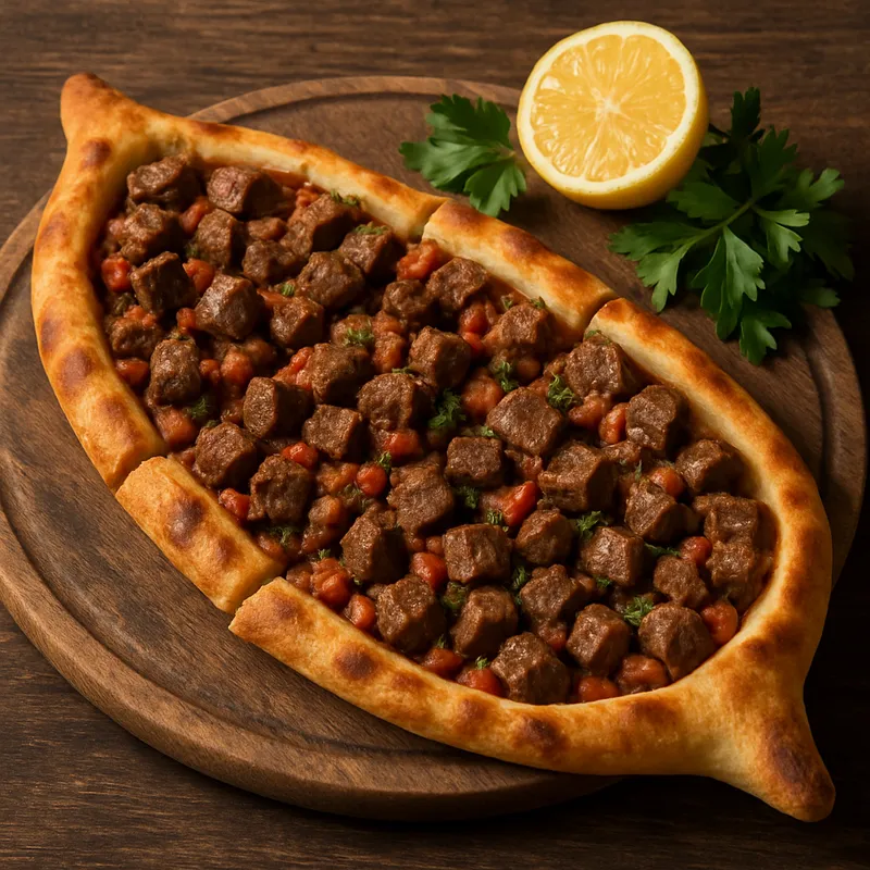Kuşbaşı Pide (Fladenbrot mit Fleischwürfeln)